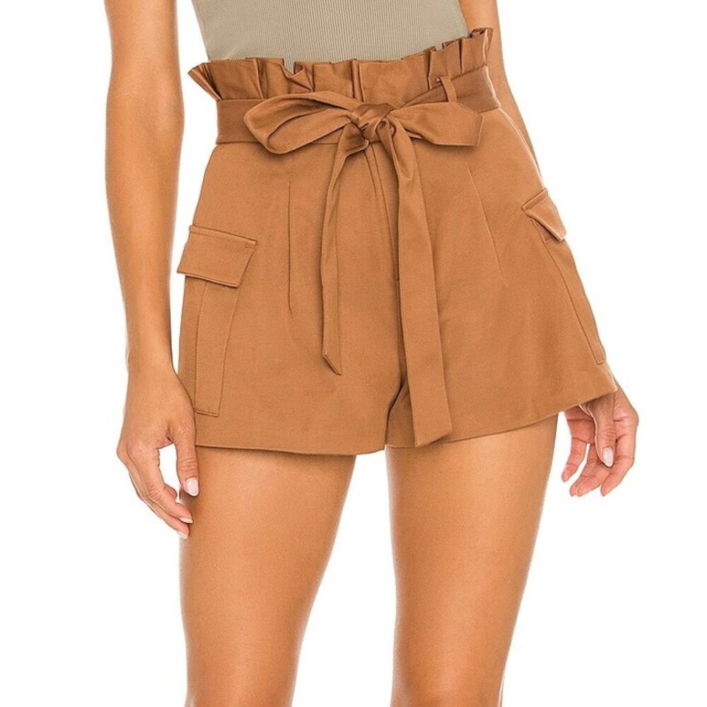 Alice + Olivia Laurine Paperbag Cargo Shorts Camel High Rise Size 2